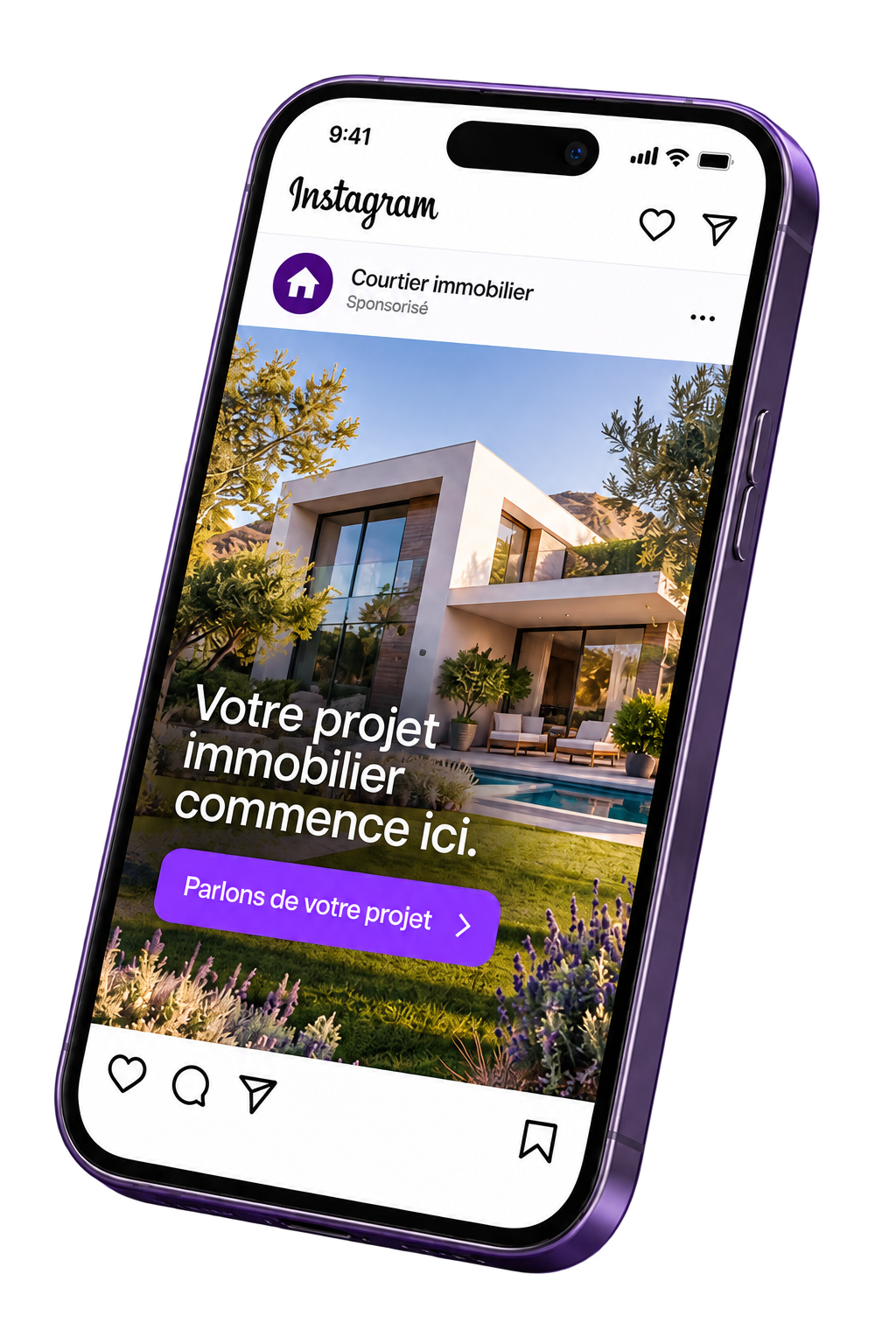 Publicité Instagram affichée sur un téléphone